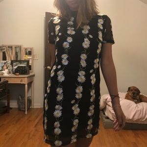 High neck black dress